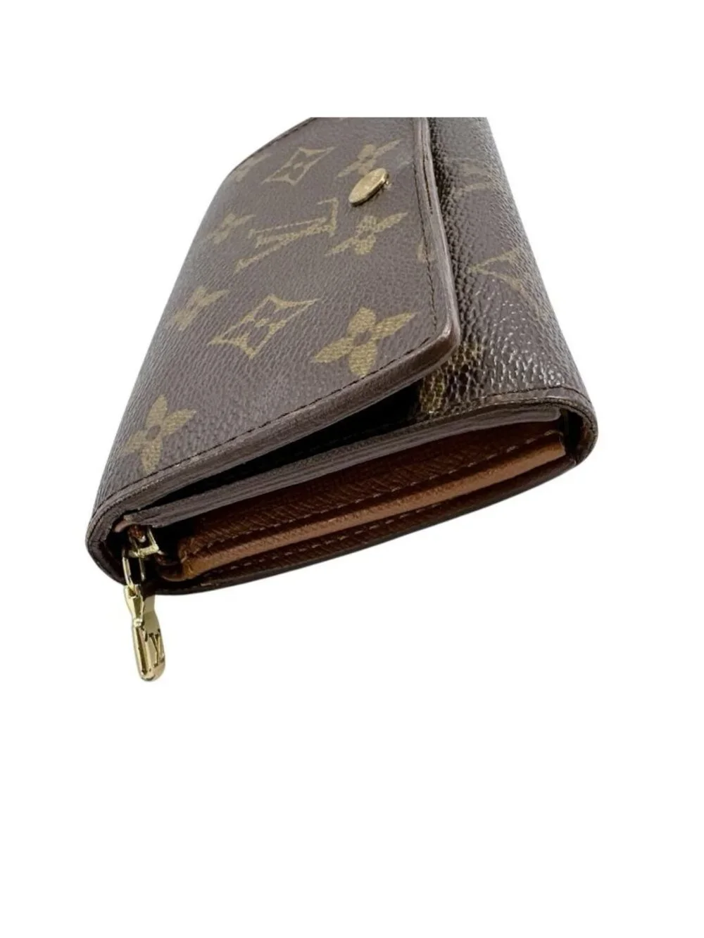 ★SOLD★ Louis Vuitton Monogram L-shaped Zipper Porte Monnaie Vie Tresor Fold - Picture 4 of 15